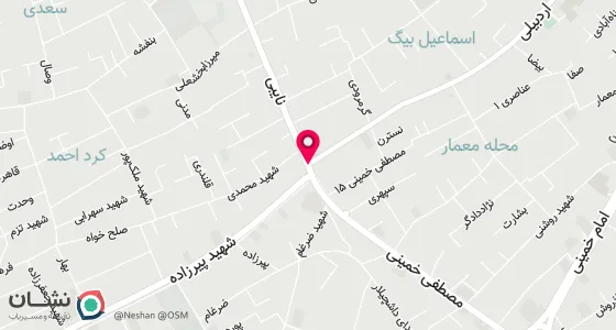 نقشه موقعیت تقریبی دفتر: اردبیل -خیابان نائبی سه راه دانش بطرف باغمشه نبش کوچه 19(شهید نجار قابل) دفتر ازدواج شماره 32 و طلاق شماره 5 اردبیل