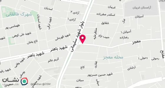 نقشه موقعیت تقریبی دفتر: بزرگراه شهدا نرسیده به چهارراه معجز از طرف سعدی طبقه فوقانی شیرینی سرای قصر