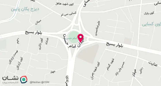 نقشه موقعیت تقریبی دفتر: شهرستان مرند - خ طالقانی - میدان رفیع آباد - شرق مسجد رفیع آباد