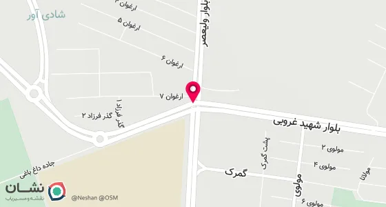 نقشه موقعیت تقریبی دفتر: خوی میدان ولیعصر عج جنب بانک ملی طبقه زیرزمین ساختمان شبانلویی وبیمه سلامت